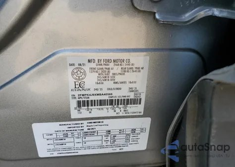 2021 Ford Edge Sel из США, поврежденный, VIN 2FMPK4J9XMBA40566